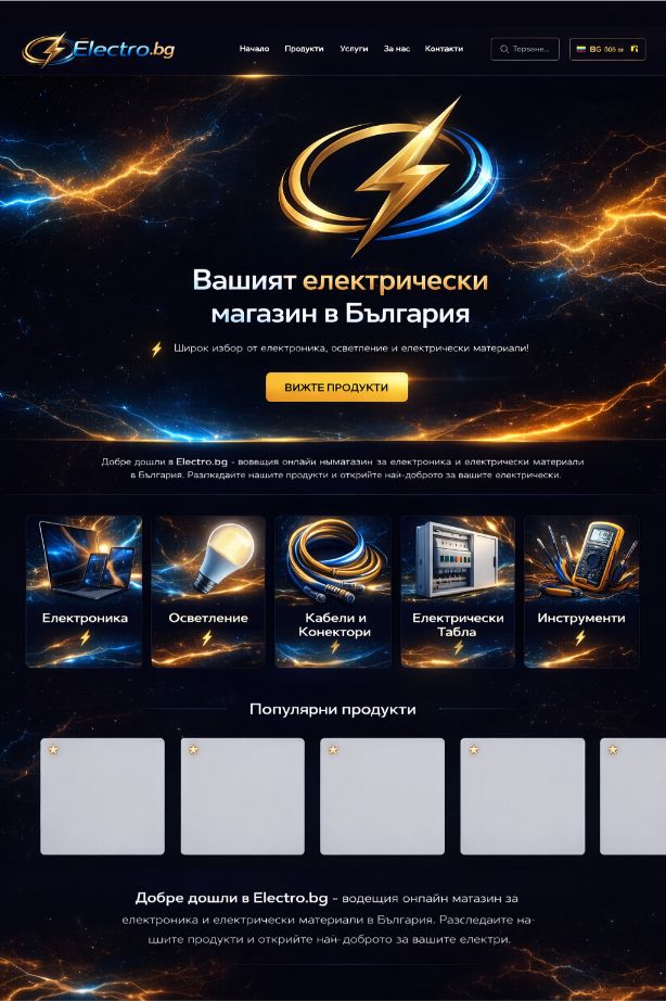 Премиум домейнElectro.bgпримерен уебсайт