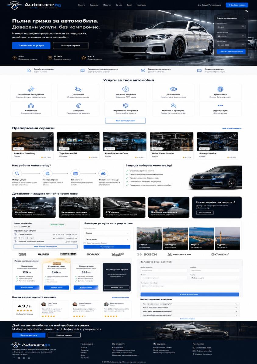 Премиум домейнAutocare.bgпримерен уебсайт