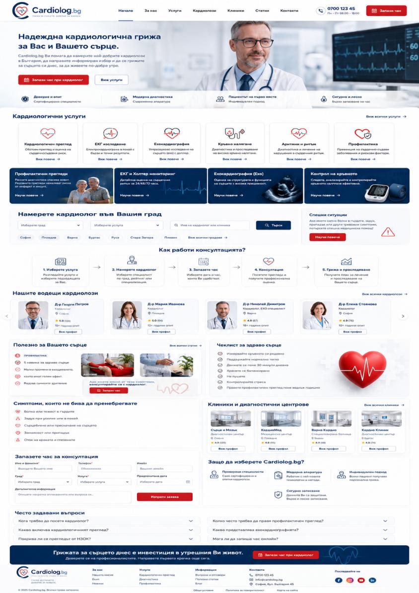 Премиум домейнCardiolog.bgпримерен уебсайт