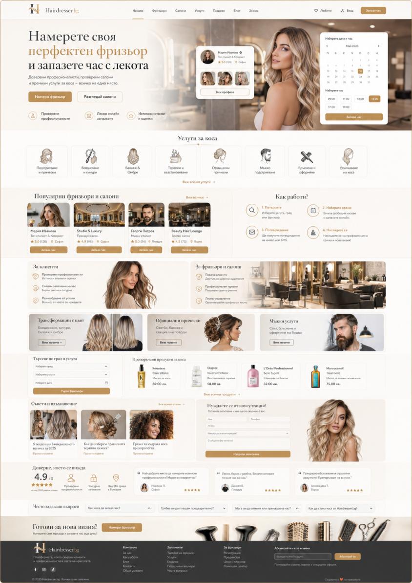 Премиум домейнHairdresser.bgпримерен уебсайт
