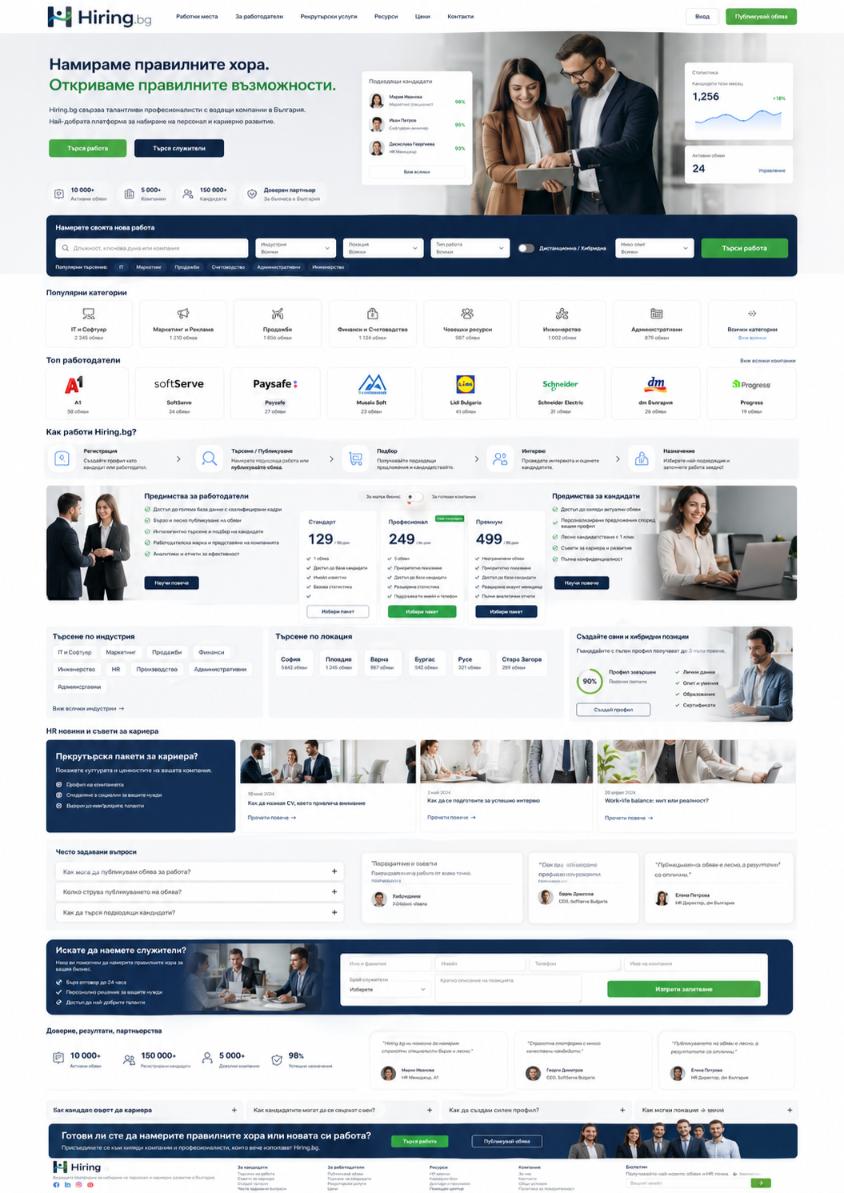 Премиум домейнHiring.bgпримерен уебсайт