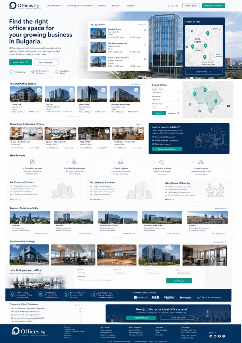Премиум домейнOffices.bgпримерен уебсайт