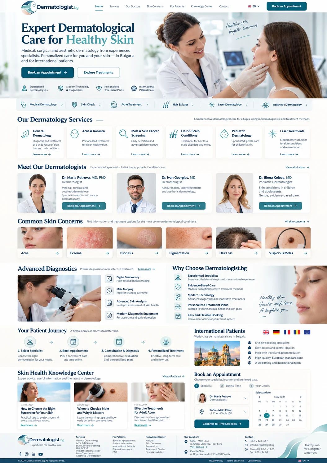 Премиум домейнDermatologist.bgпримерен уебсайт